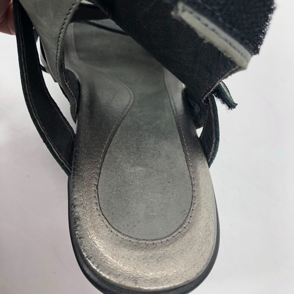 NAOT Platform Wedge Sandals 40 US 9-9.5 Prestige Leather Strappy Shoes Navy Blue - Picture 8 of 10